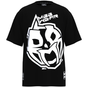 KOSZULKA MBB WEAR CZARNA Z BIAŁYMI NADRUKAMI ZDOBIENIAMI
