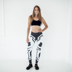 LEGGINSY DAMSKIE MBB WEAR CZARNE Z BIAŁYM WZOREM